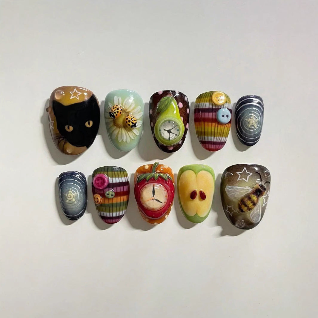Künstlerische ozeanische Press-On-Nagelkunst Brehn