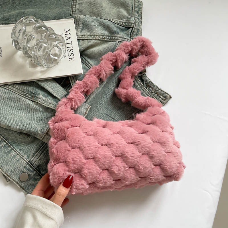 Gemütliche strukturierte Plüsch-Handtasche Brehn