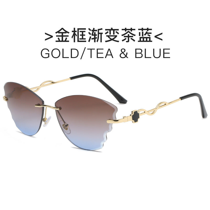 Damen extravagante Cat-Eye Sonnenbrille mit goldenen Akzenten Brehn