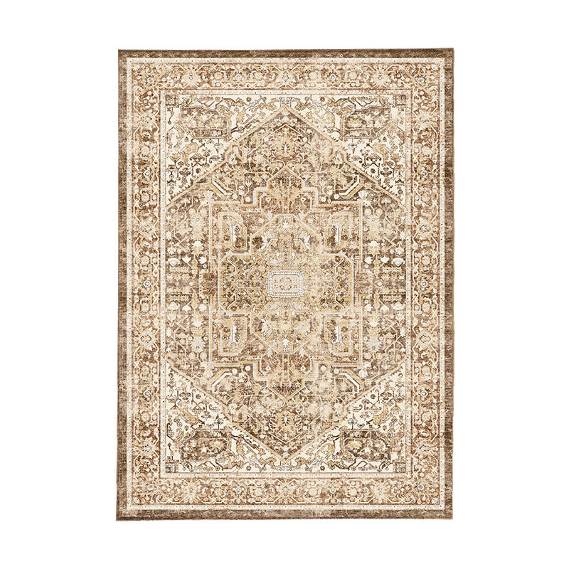 Vintage Distressed Persian-Style Machine-Woven Low-Pile Area Rug