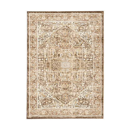 Vintage Distressed Persian-Style Machine-Woven Low-Pile Area Rug