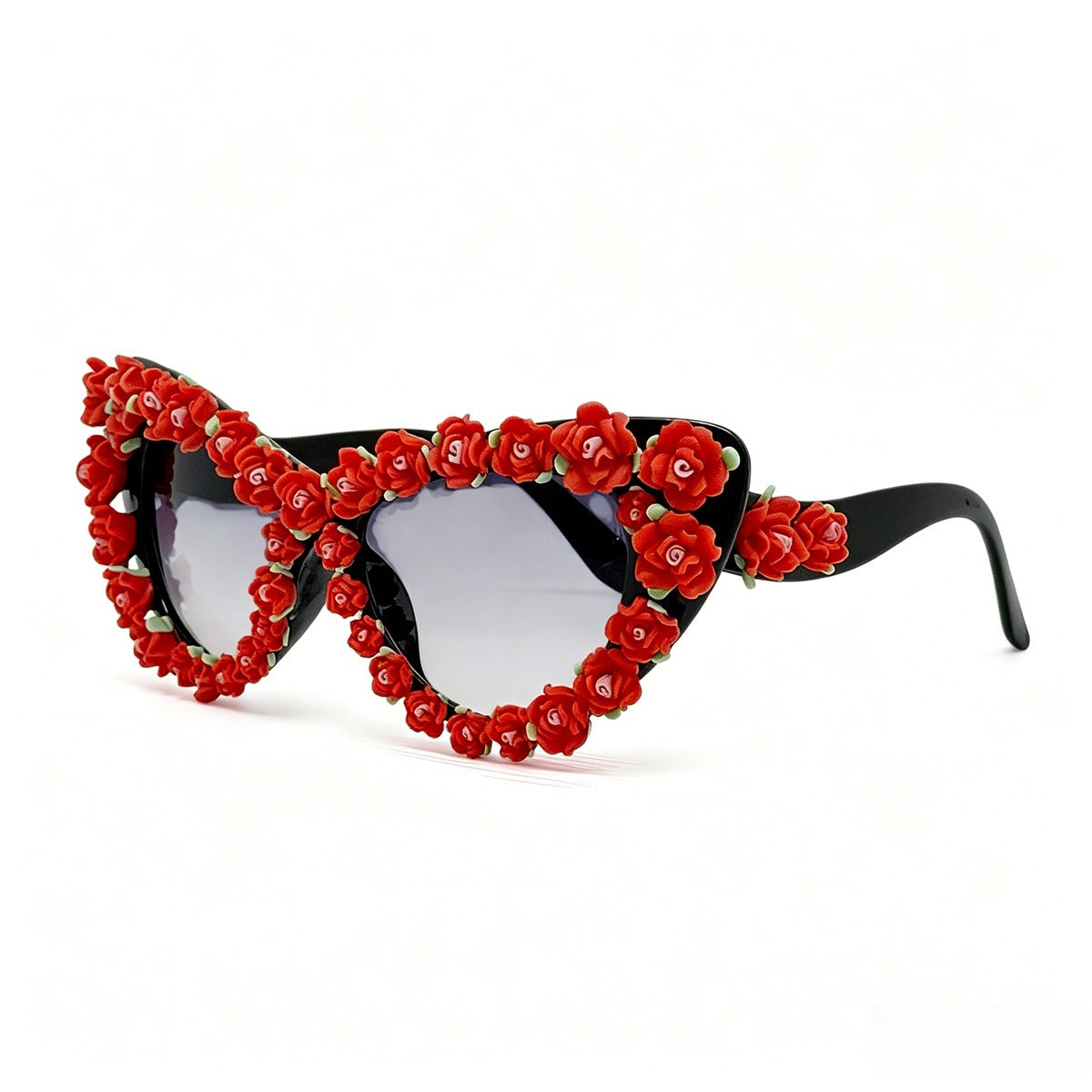 Damen Cat-Eye Sonnenbrille mit floralen Applikationen Brehn
