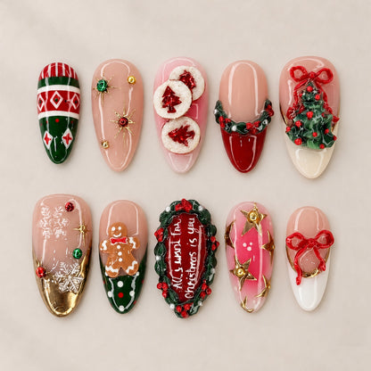 Festliche Kunstnägel mit Weihnachtsmotiven Brehn