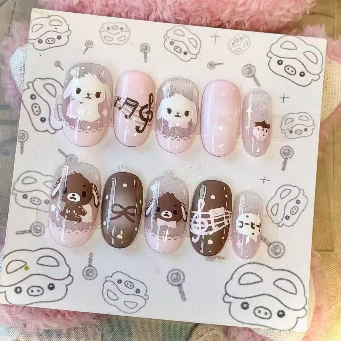 Künstlerisches Press-On Nagelset Brehn
