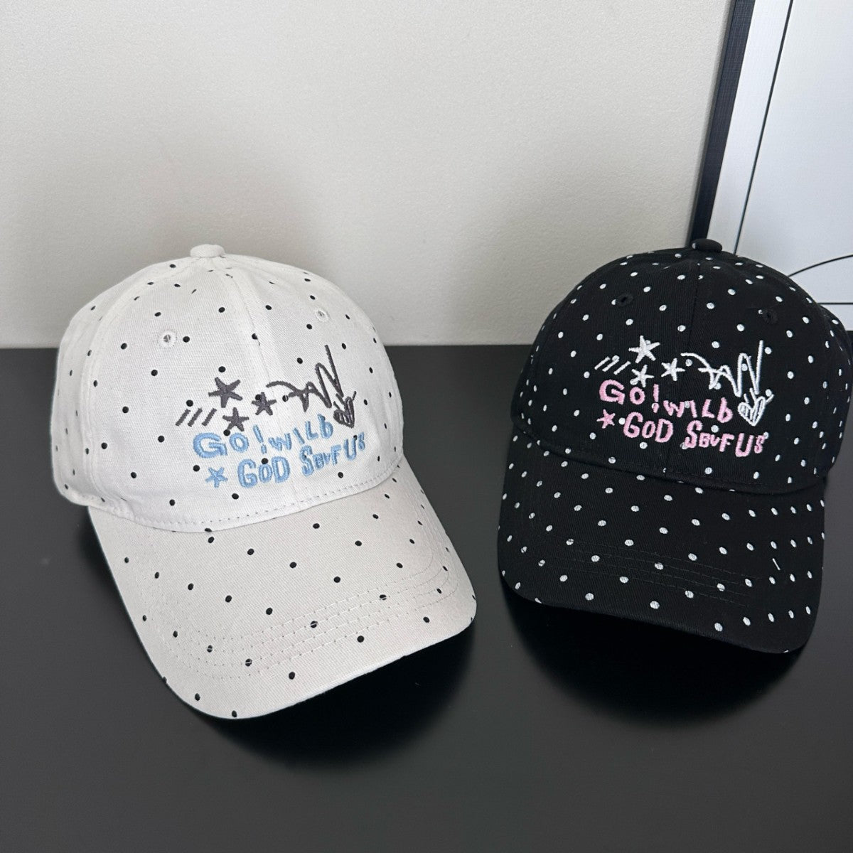 Damen Trendy gepunktete bestickte Baseballmütze Brehn
