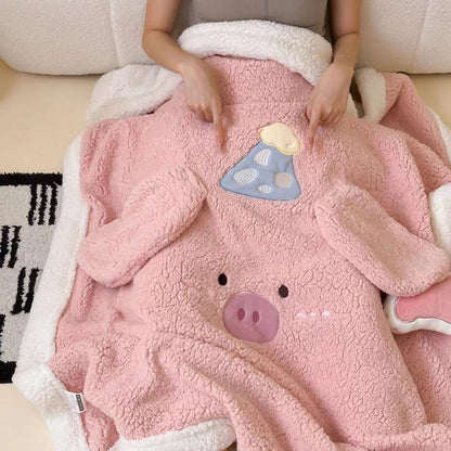 Kuschelige Sherpa-Kinderdecke mit appliziertem Wolkenmotiv und Teddy-Futter