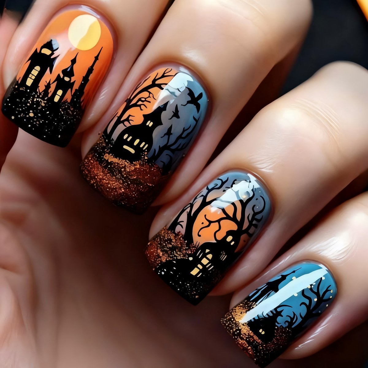 Kunstnagelset mit detaillierten floralen Designs Brehn