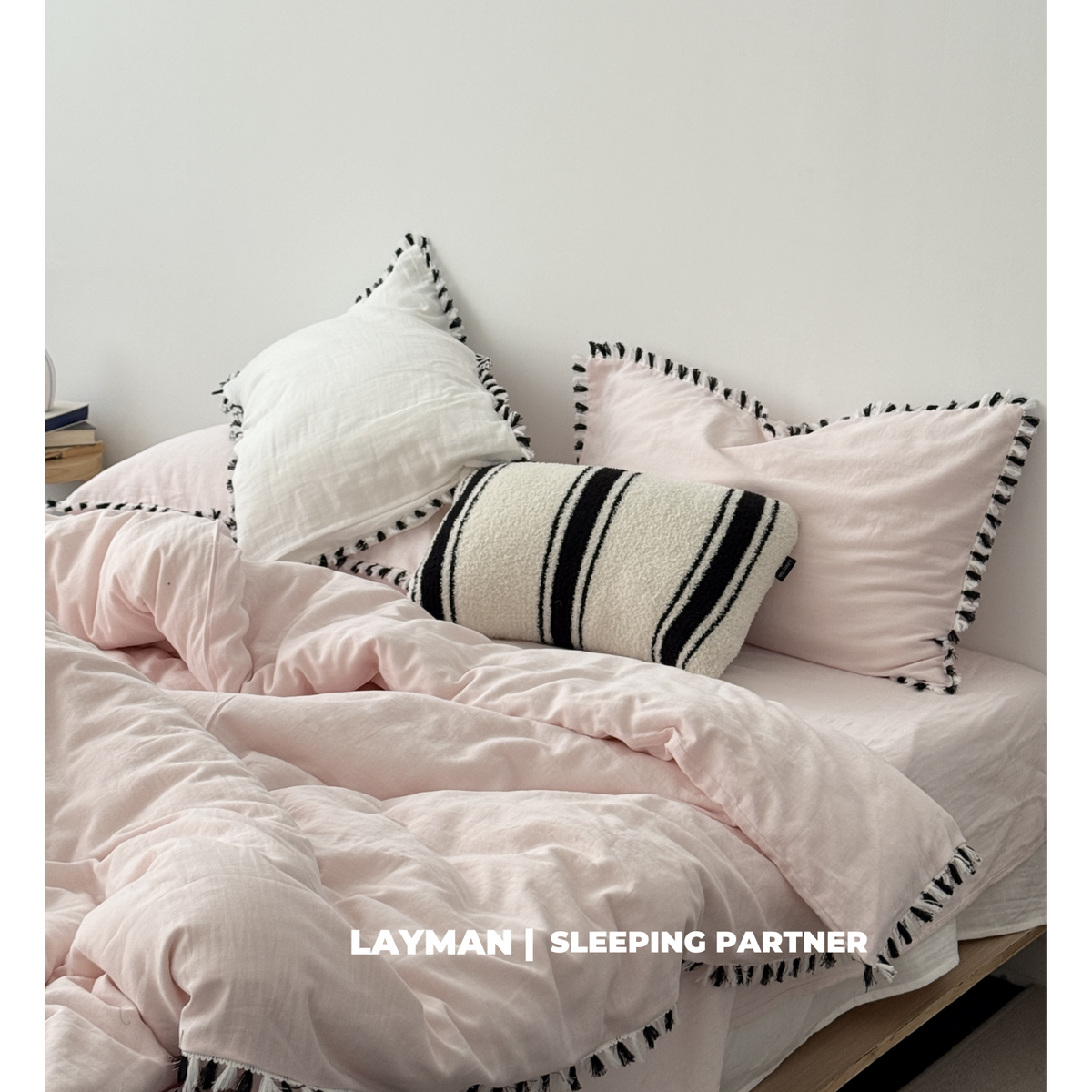 Natürliches Baumwoll‑Leinen Bettbezug‑Set mit gecrashtem Leinenlook und floraler Ton‑in‑Ton‑Musterung