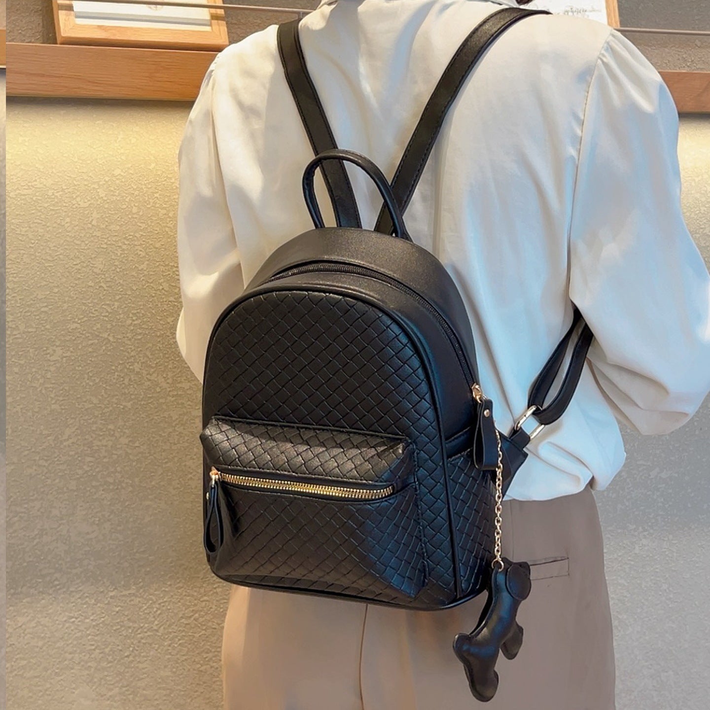 Gewebter Leder Mini-Rucksack Brehn