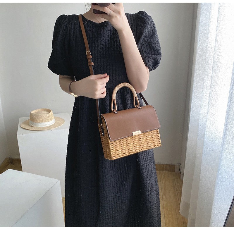 Damen Elegante Handtasche mit geflochtenem Korbdesign Brehn