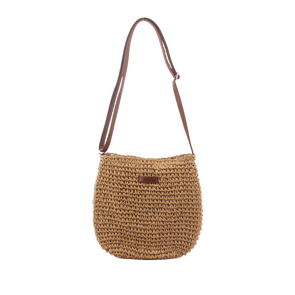Schultertasche Aus Handgewebtem Naturmaterial mit Verstellbarem Trageriemen Brehn