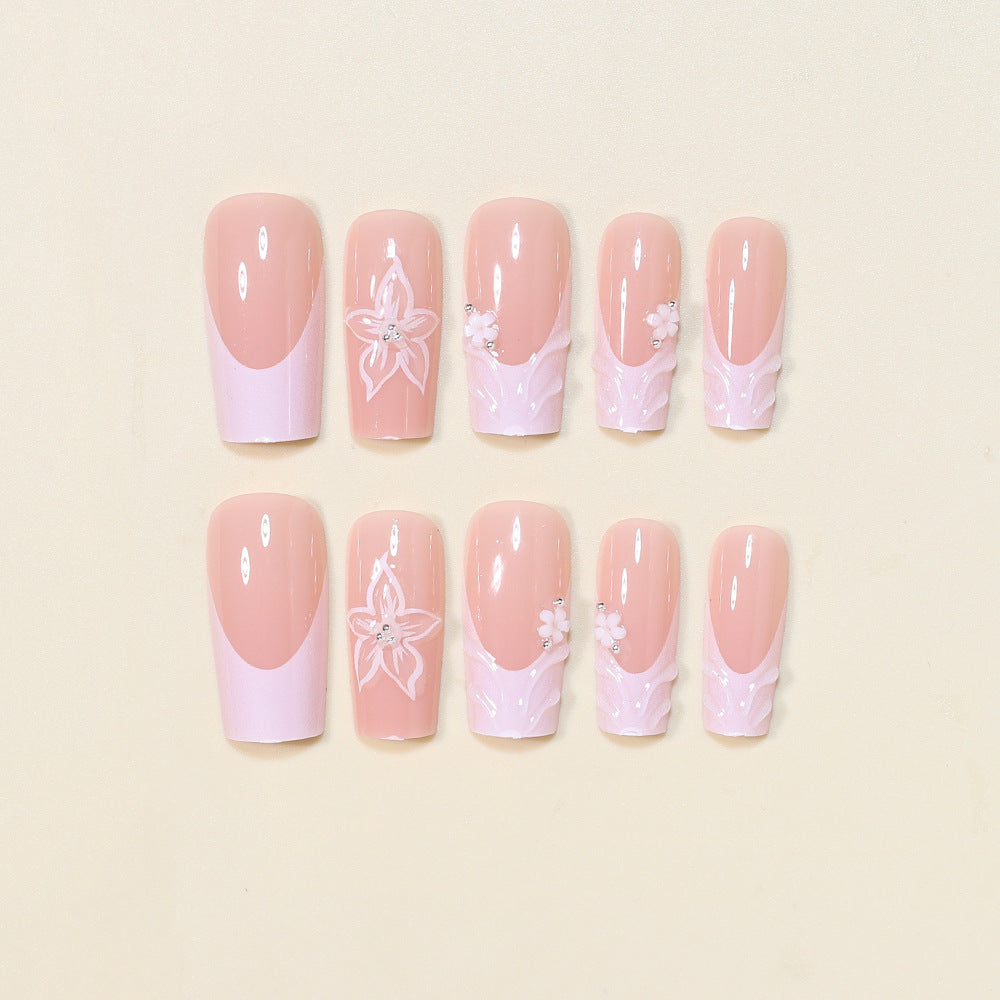 Elegante Florale Press-On Nagelkunst Brehn