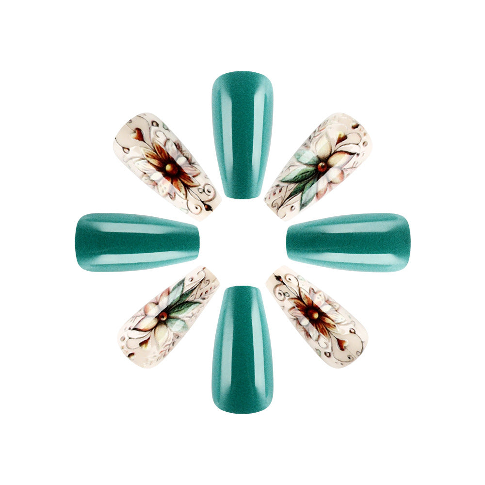 Künstlerisches floral Press-On Nagelset Brehn 1787542921
