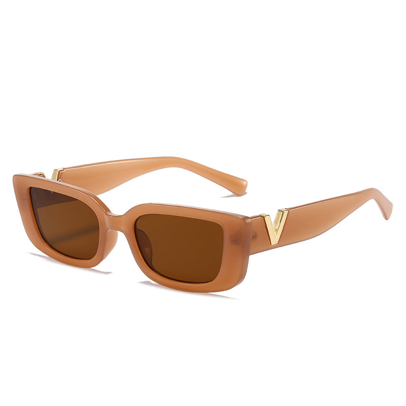 Damen modische quadratische Sonnenbrille mit luxuriösem Rahmen und goldenen Akzenten Brehn