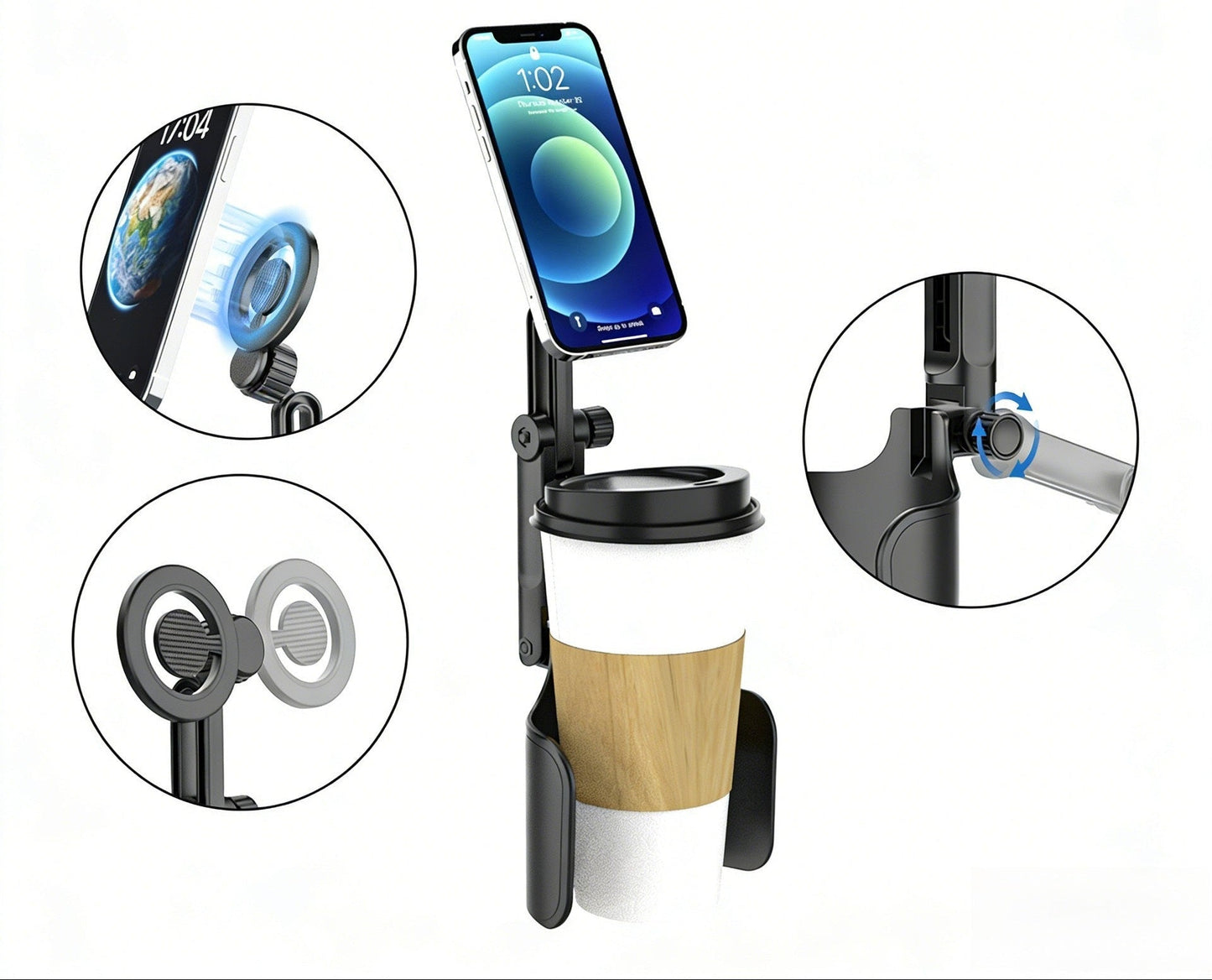 Verstellbare Auto-Headrest-Tablet- und Smartphone-Halterung mit teleskopischem Stützarm und rutschfestem Halter Brehn