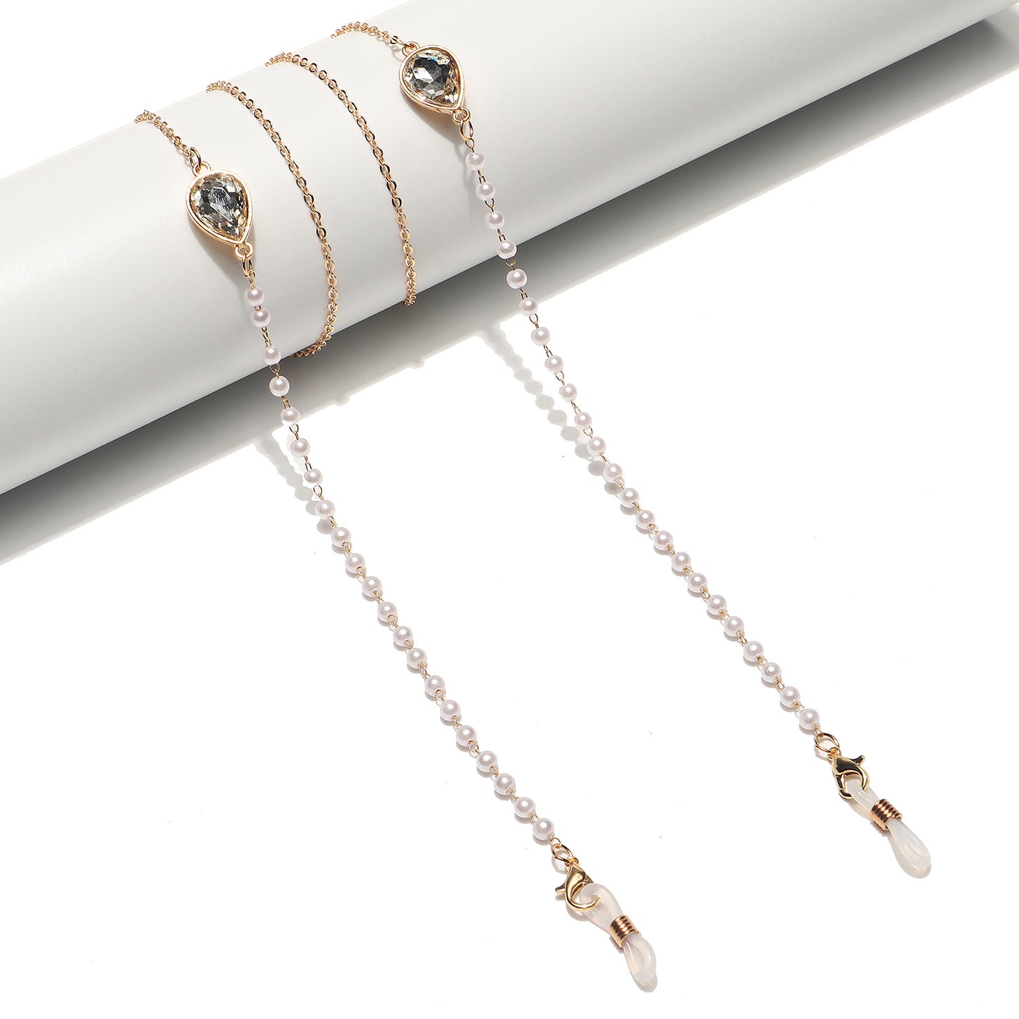 Elegante Perlen- und Kristall-Brillen Kette Brehn