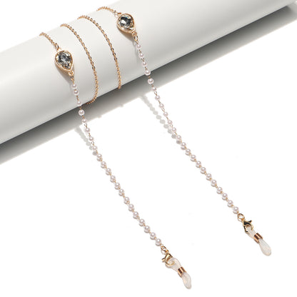 Elegante Perlen- und Kristall-Brillen Kette Brehn