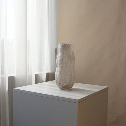 Mouthblown Textured Decorative Glass Vase with Organic Curved Silhouette Brehn