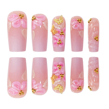 3D Florales Design Press-On Nagelset Brehn