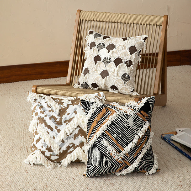 Gewebter Boho-Zierkissenbezug mit Fransen und geometrischem Chevron-Motiv Brehn