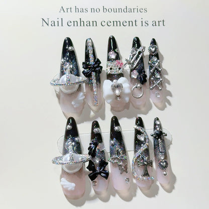 Gothic-inspirierte dekorative Press-On-Nagel-Set