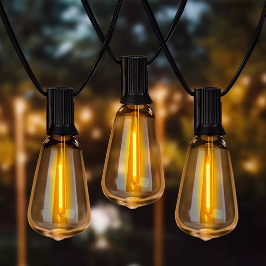 Outdoor Vintage Filament LED Lichterkette mit bruchsicheren Tropfenlampen und strapazierfähigem, wetterfestem Kabel Brehn
