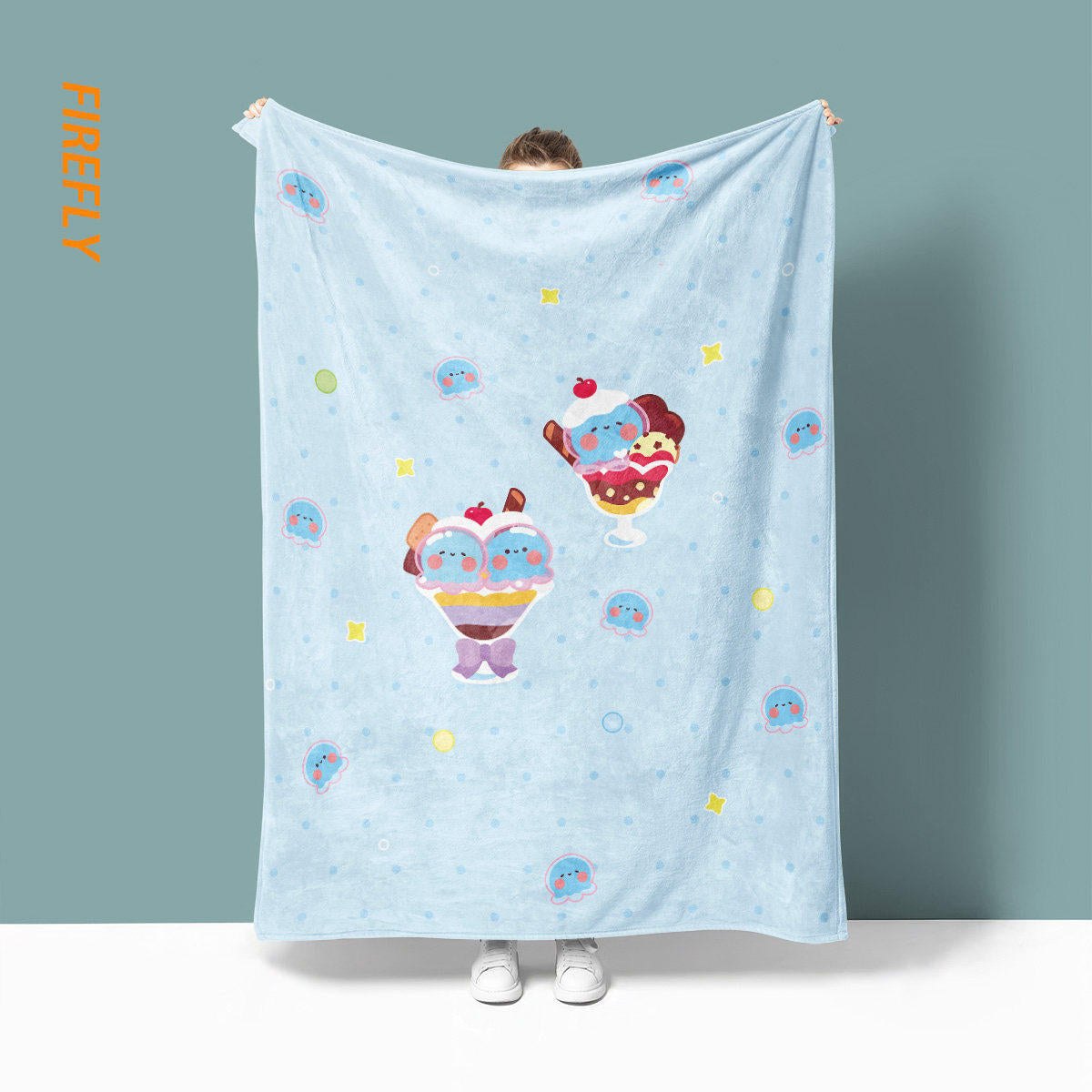 Verspielte Quallen-Themen-Fleece-Decke