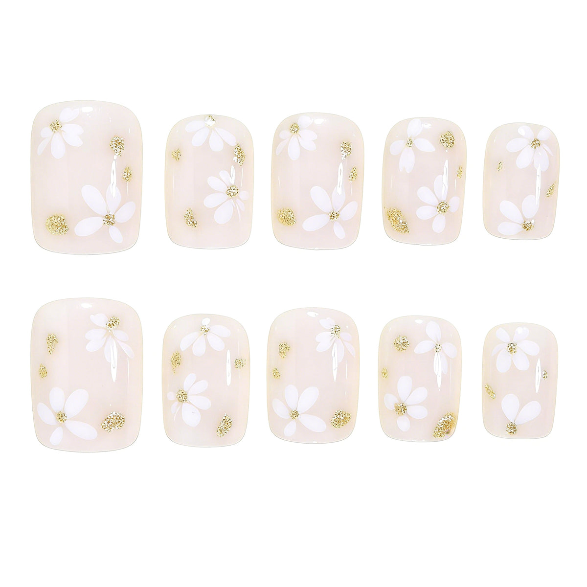 Elegante Blumenmuster Press-On Nagelkunst Brehn