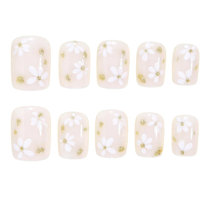 Elegante Blumenmuster Press-On Nagelkunst Brehn