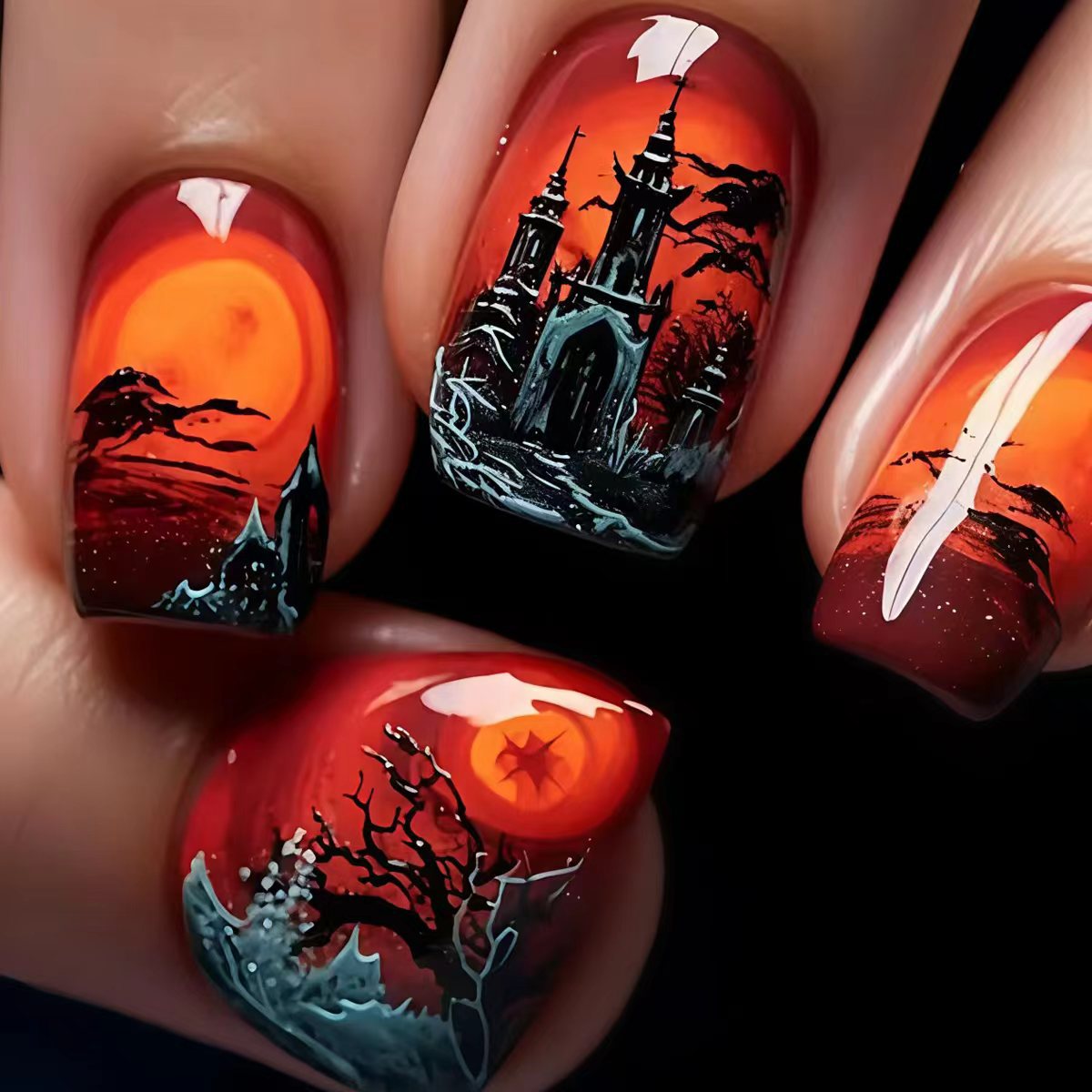Kunstnägel mit Kreativem Halloween-Design Brehn