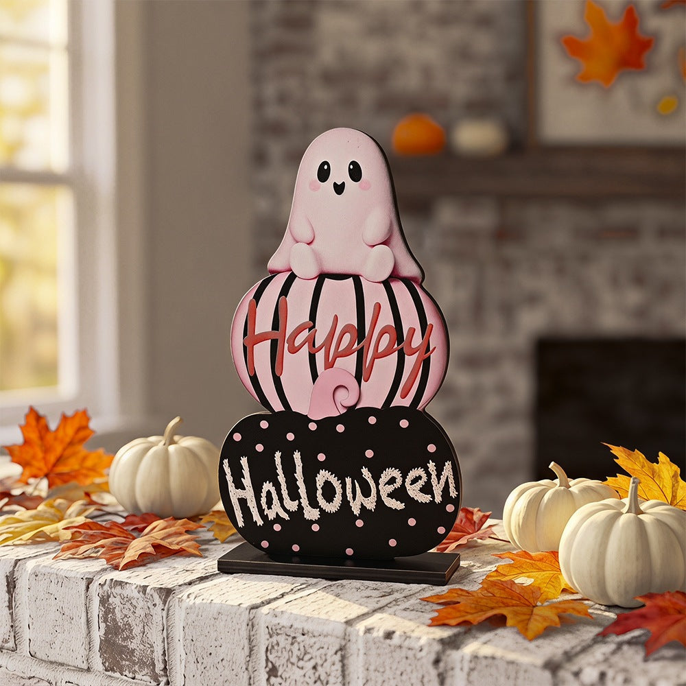 Halloween Dekofigur mit gestapelten Kürbissen Brehn