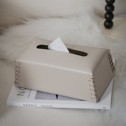 VédaLuxe Leder Taschentuchbox – handgefertigte Eleganz aus gewebtem Leder | Brehn