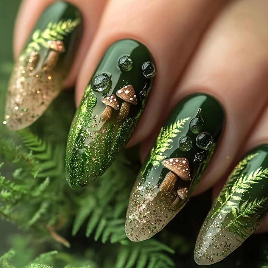 Kunstnagelset mit glamourösem Moos-Design Brehn
