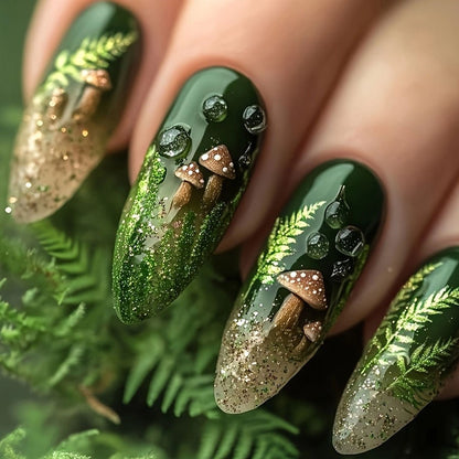 Kunstnagelset mit glamourösem Moos-Design Brehn