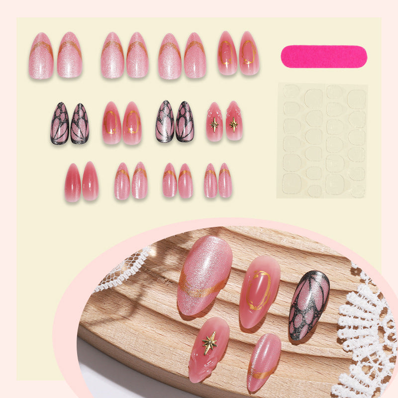 Dekoratives Press-On Nagelkunstset mit schimmerndem Glitzer und eleganten Mustern Brehn