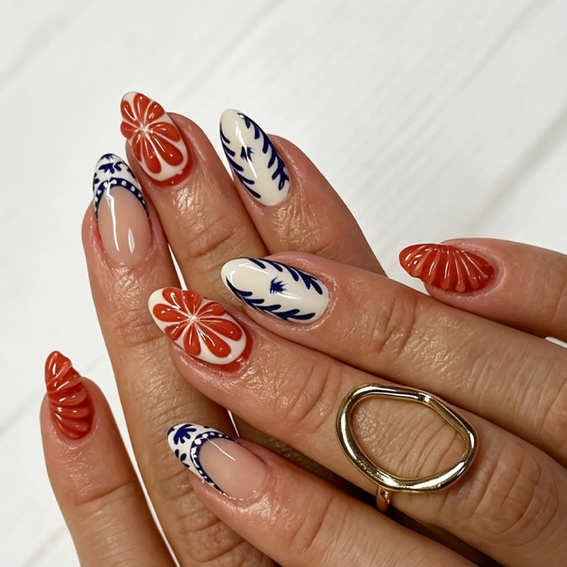 Kunstnagelset mit floralem Design Brehn
