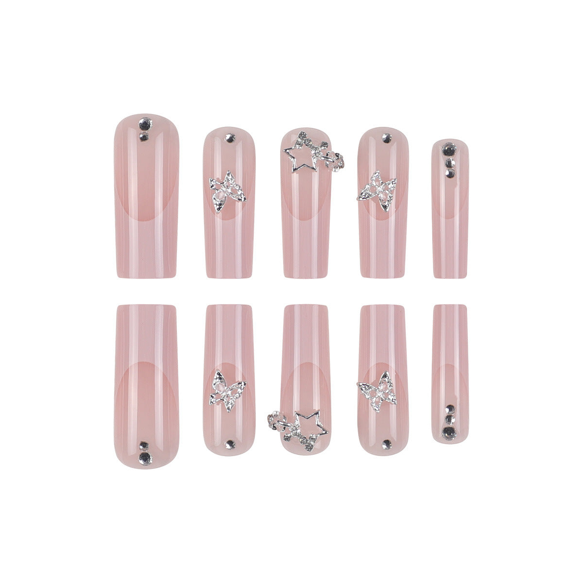 Glamouröses Lang Quadrat Nagel Kunst Set Brehn