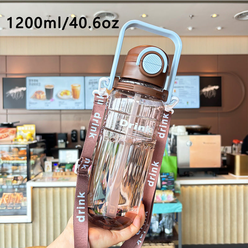 Damen große transparente Trinkflasche mit integriertem Tragegriff Brehn