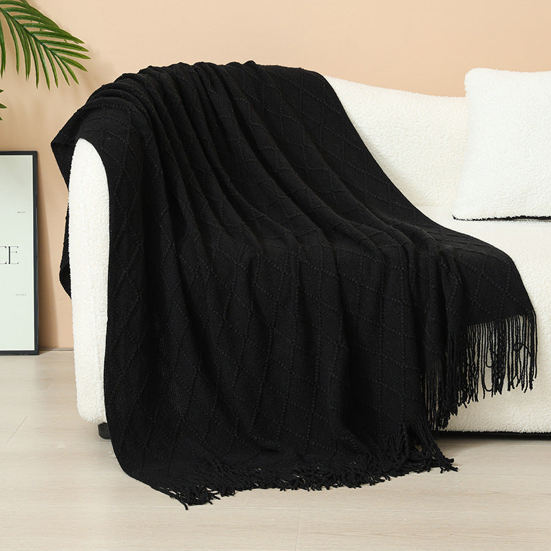 Damen Elegante und stilvolle Wohn- und Kuscheldecke mit Fransen Brehn