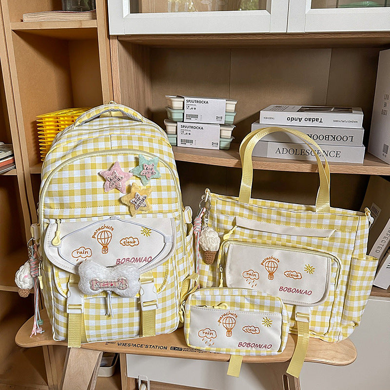 Stylischer Gingham-Karo-Muster-Rucksack