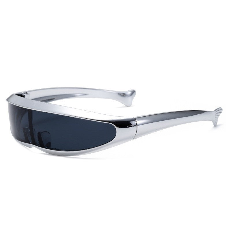 Damen Futuristische Designer-Sonnenbrille mit stilvollem goldenen Rahmen Brehn