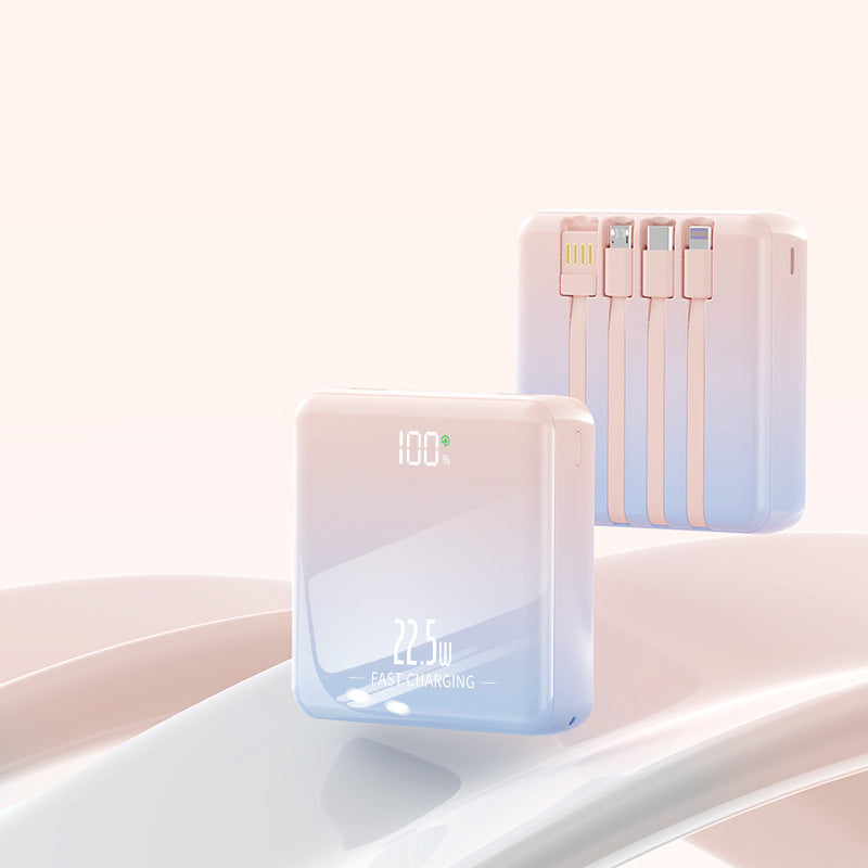 Tragbare Powerbank mit Integrierten Ladekabeln und Digitaler Anzeige Brehn