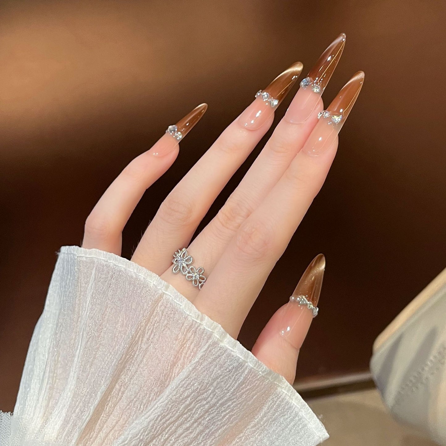 Glamouröse Lange Stiletto Press-On Nagelverlängerungen Brehn 1787316087