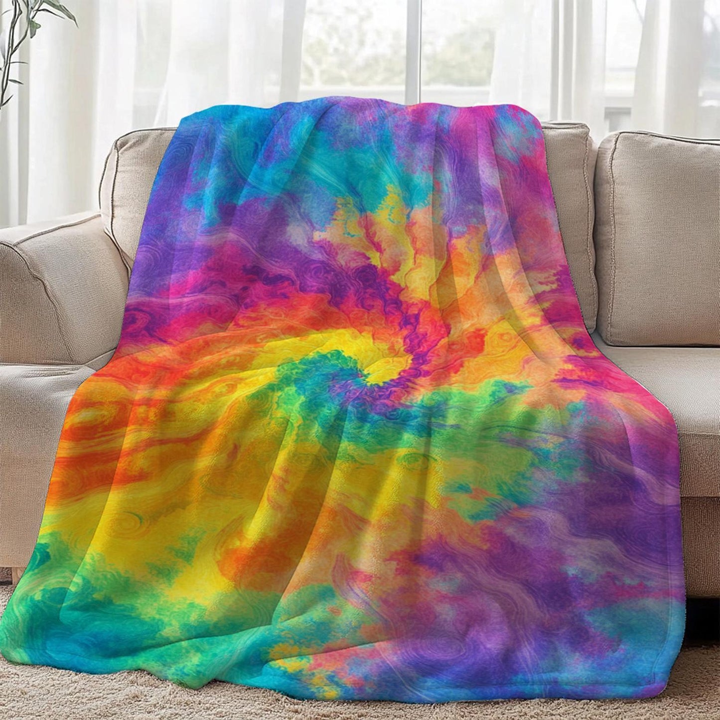 Lebhaftes Batik-Fleece-Wurfdecke