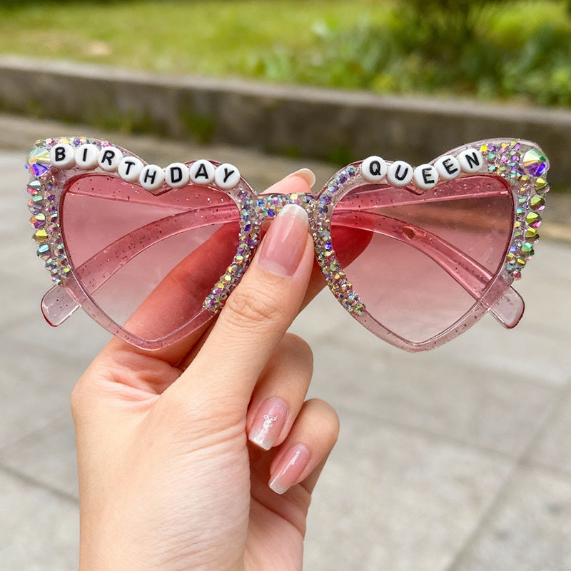 Dekorative mit Strass verziert Herzförmige Sonnenbrille Brehn