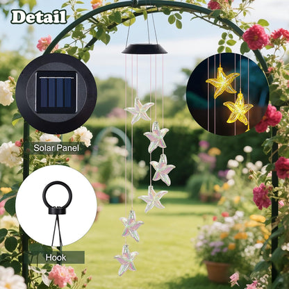 Dekorative Solar-LED-Sternhai-Windspiel Hängeleuchte Gartenlicht Brehn