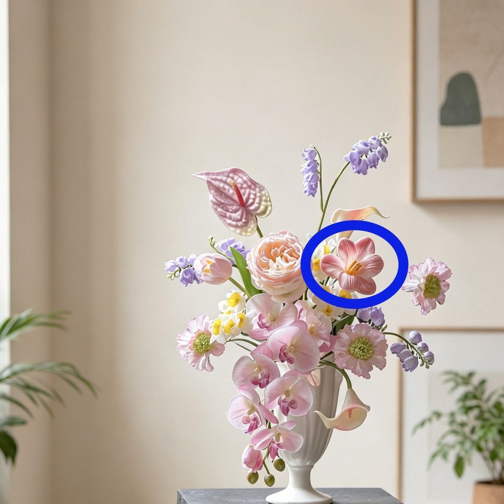 Elegante lebensechte Blumenarrangement für die Wohnkultur