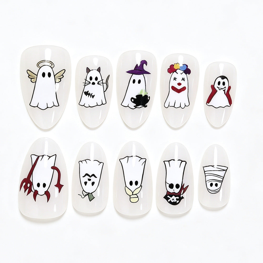 Halloween-Themen Gespensterdesign Press-On Nail Art Set Brehn