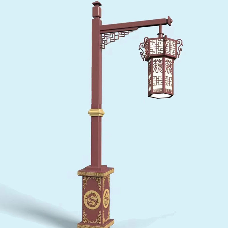 Vintage Dual-Laternen Solar Straßenlaterne mit dekorativen Scrollarmen und Dämmerungs-zu-Dawn-Sensor Brehn