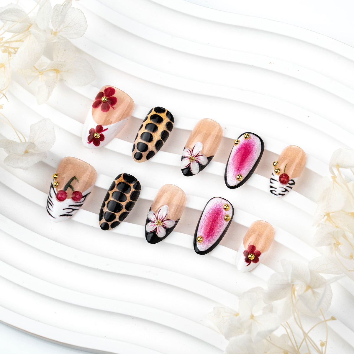 Dekorativer Floral Press-On Nagelkunst Set Brehn 1790636617